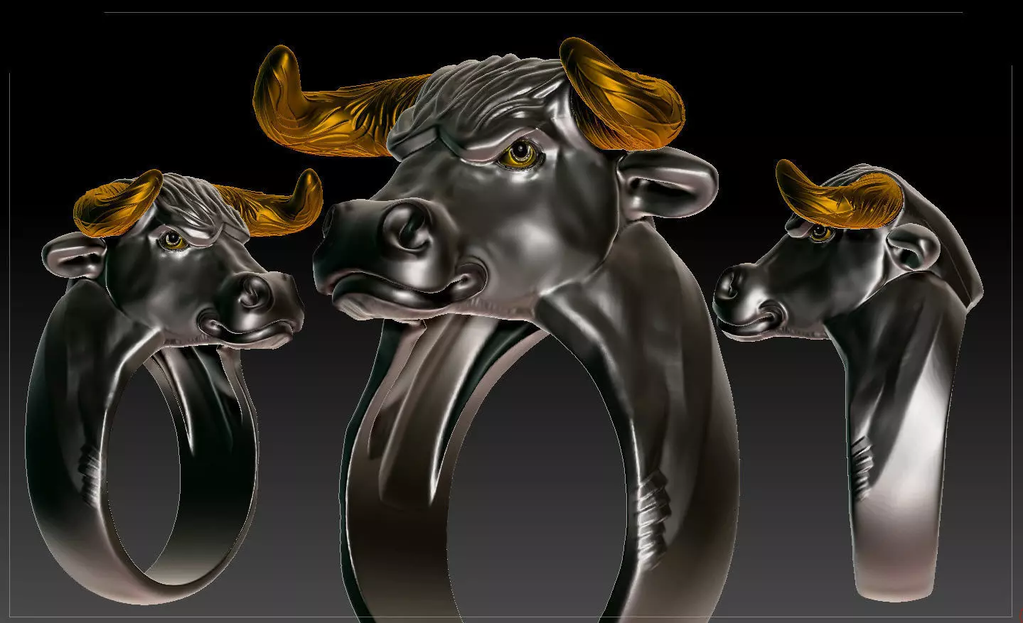 Bull Biker Animal Ring 3D print model