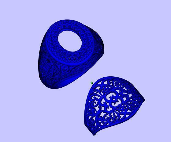 Rings gold ring with sapphire and diamonds 3D print model_8