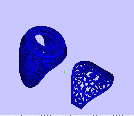 Rings gold ring with sapphire and diamonds 3D print model_7