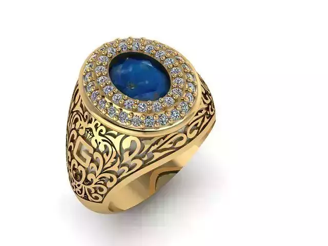 Rings gold ring with sapphire and diamonds