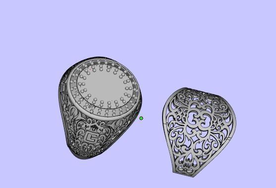 Rings gold ring with sapphire and diamonds 3D print model_5