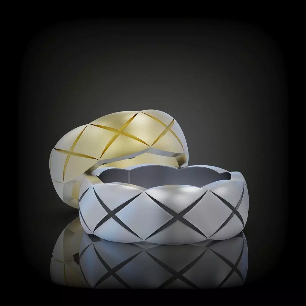 Wedding bands set promise rings 3D print model