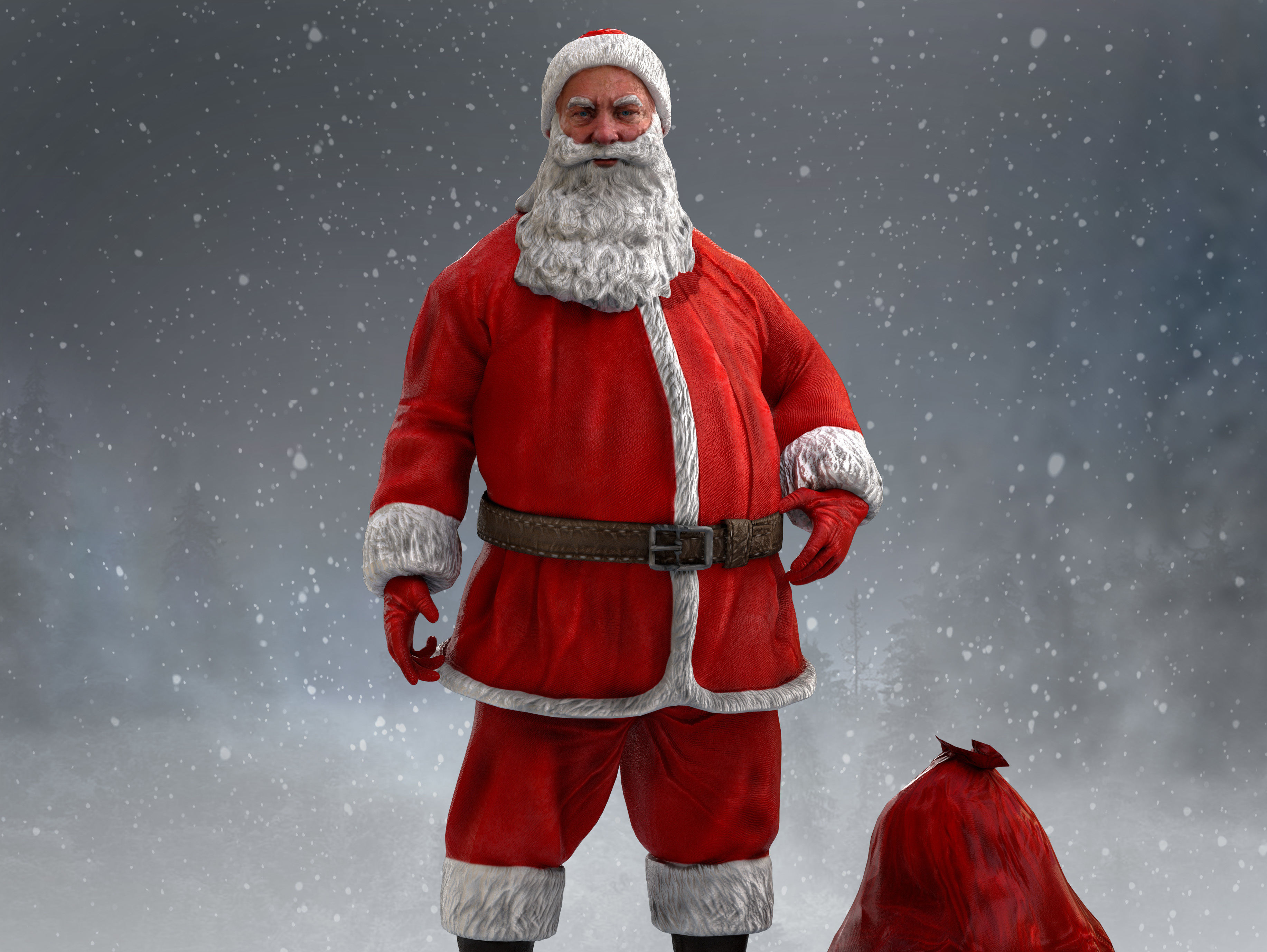 Santa Claus Low-poly 3D model_3