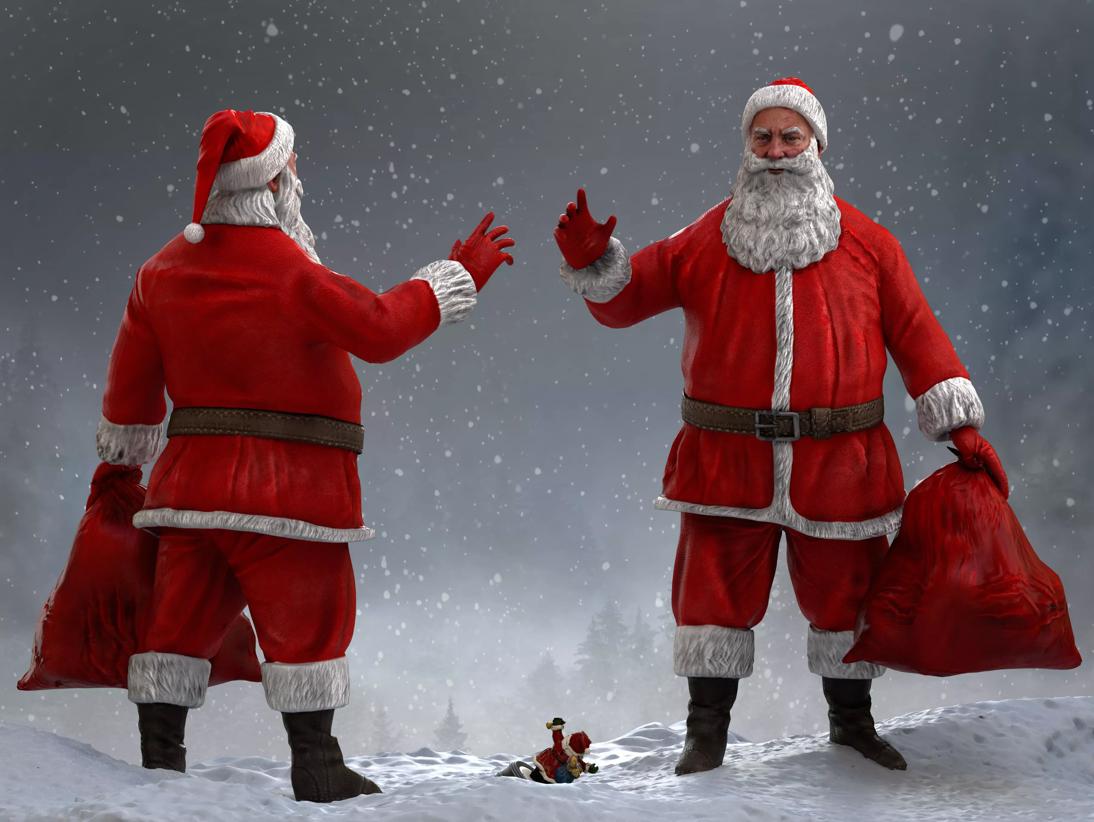 Santa Claus Low-poly 3D model_0