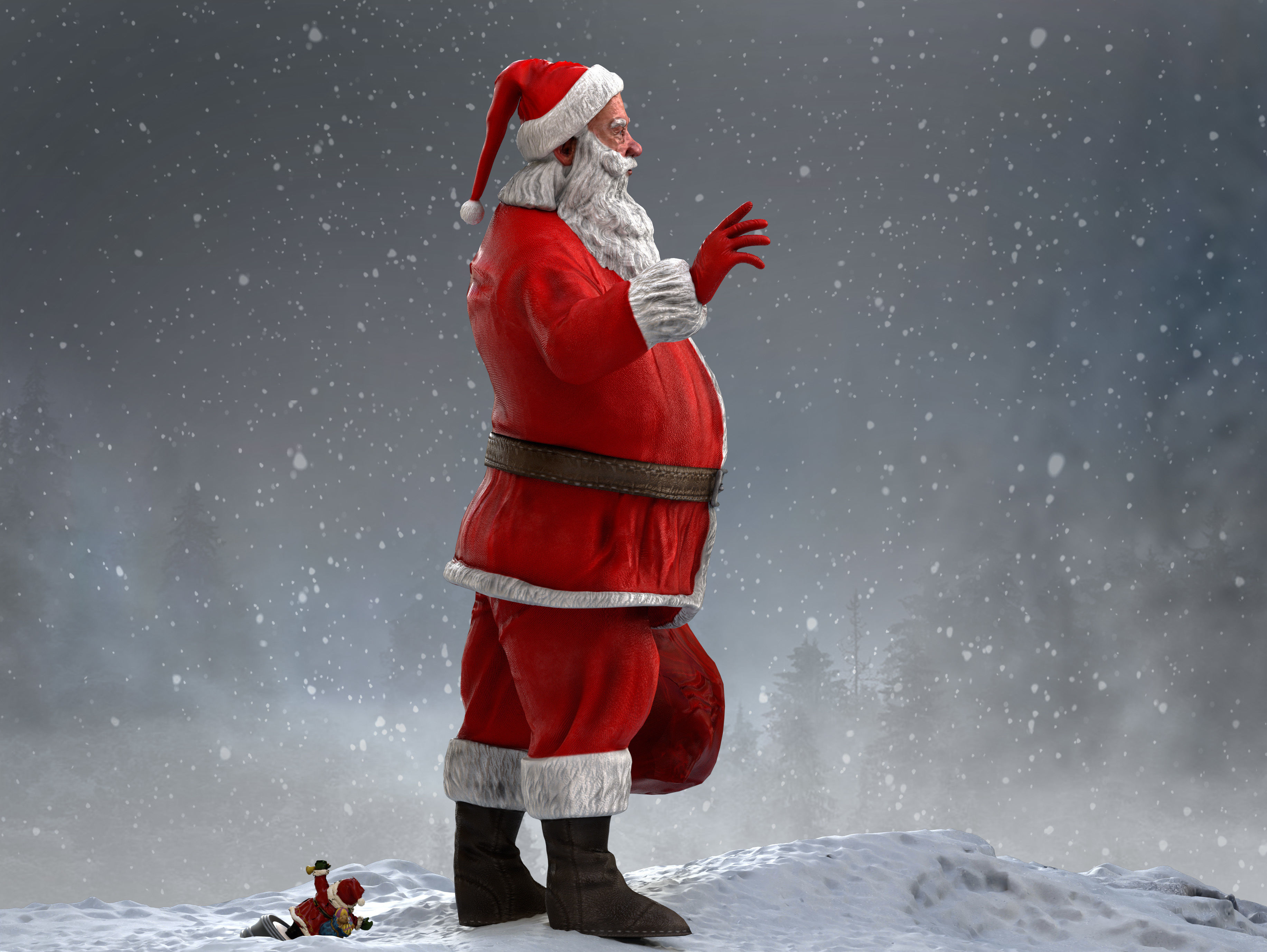 Santa Claus Low-poly 3D model_6