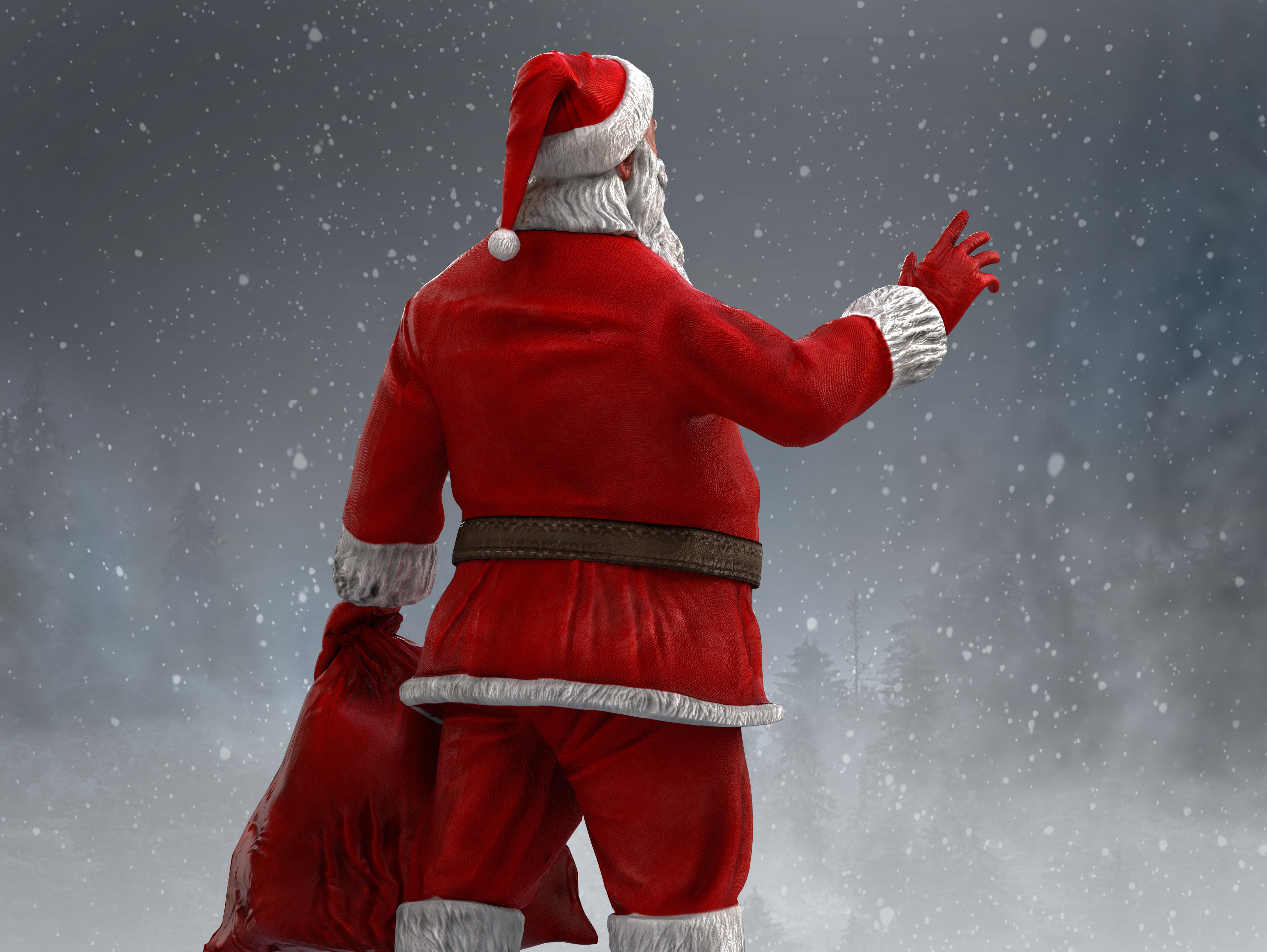 Santa Claus Low-poly 3D model_7
