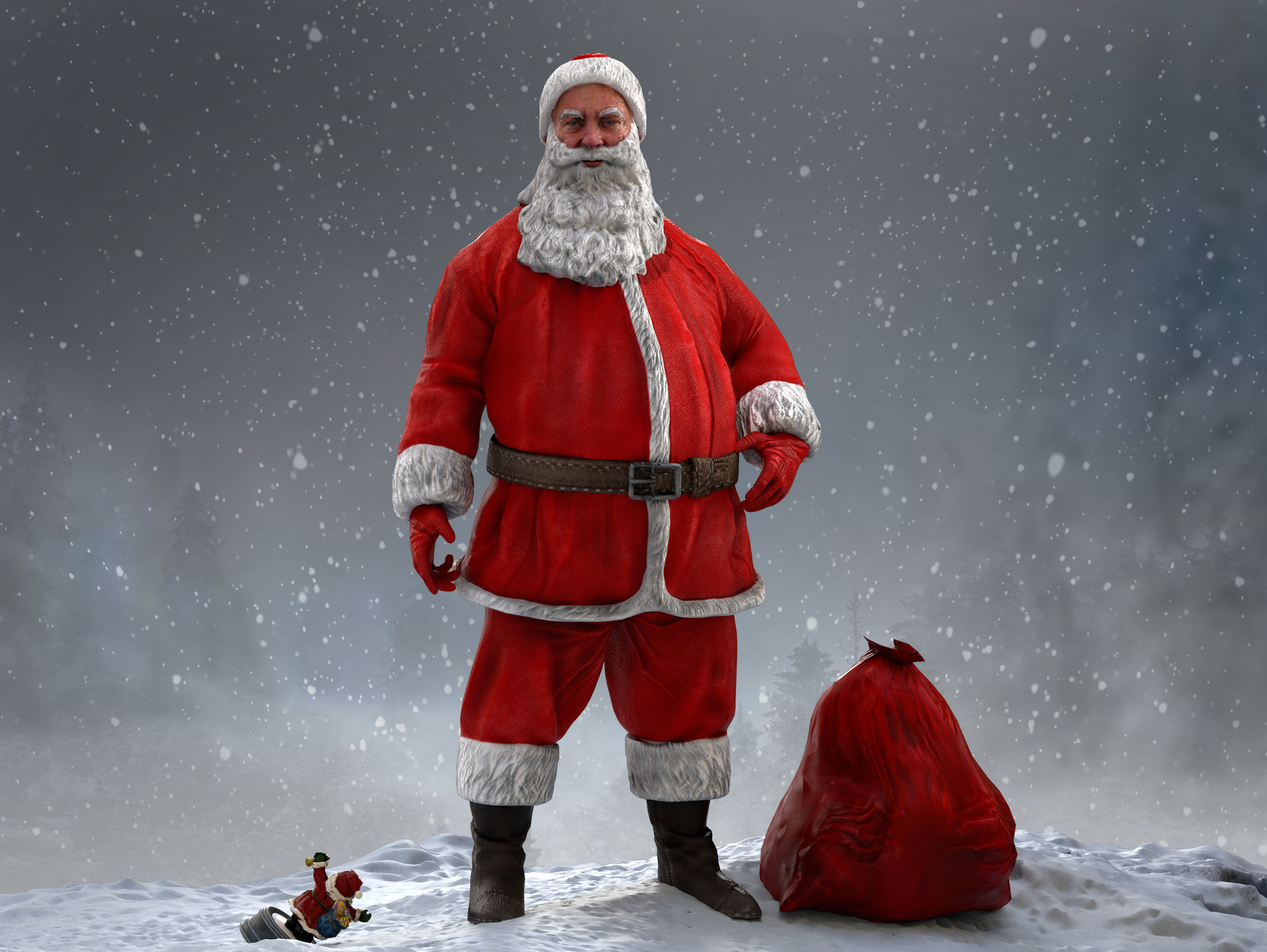 Santa Claus Low-poly 3D model_2