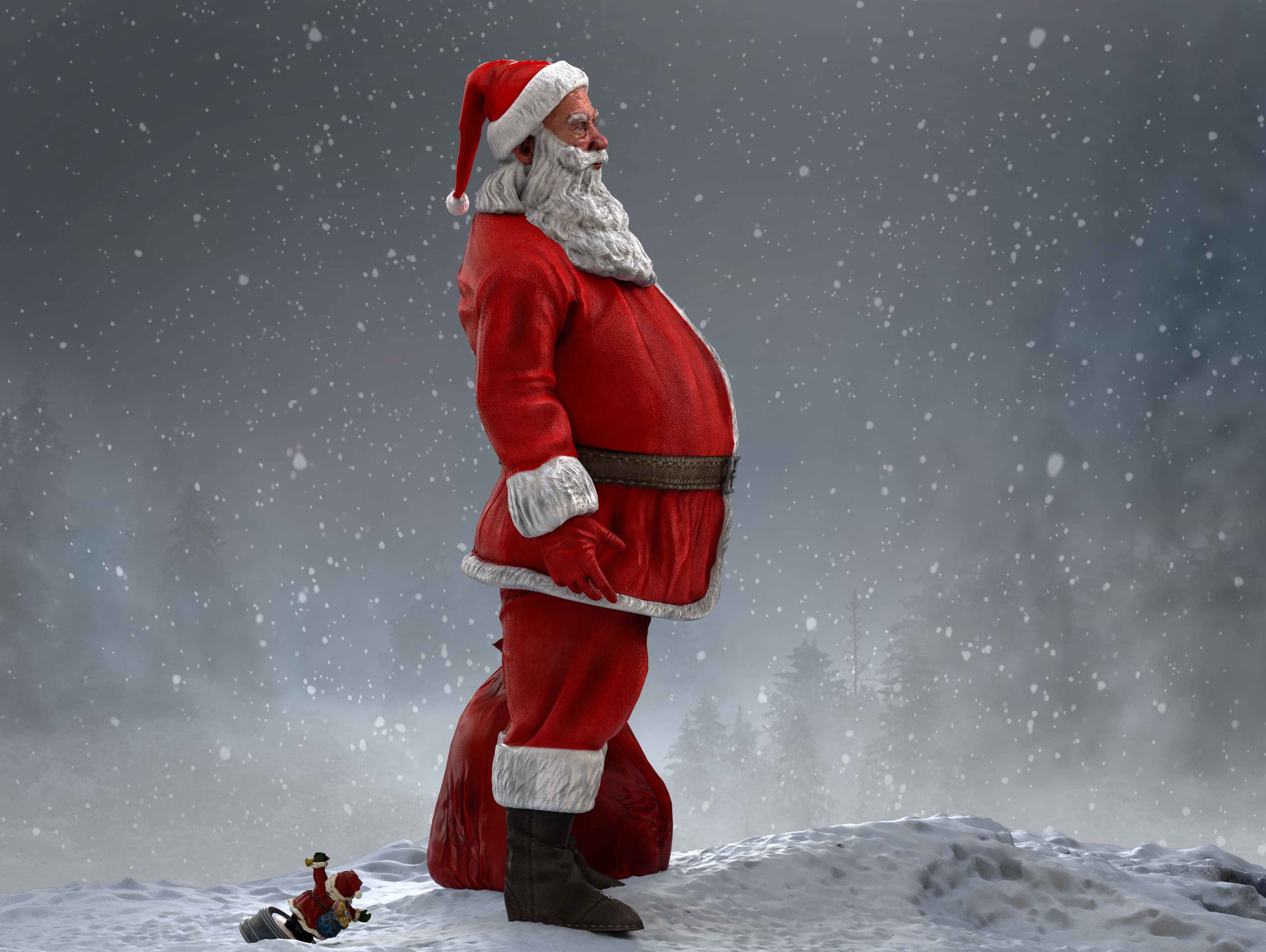 Santa Claus Low-poly 3D model_9