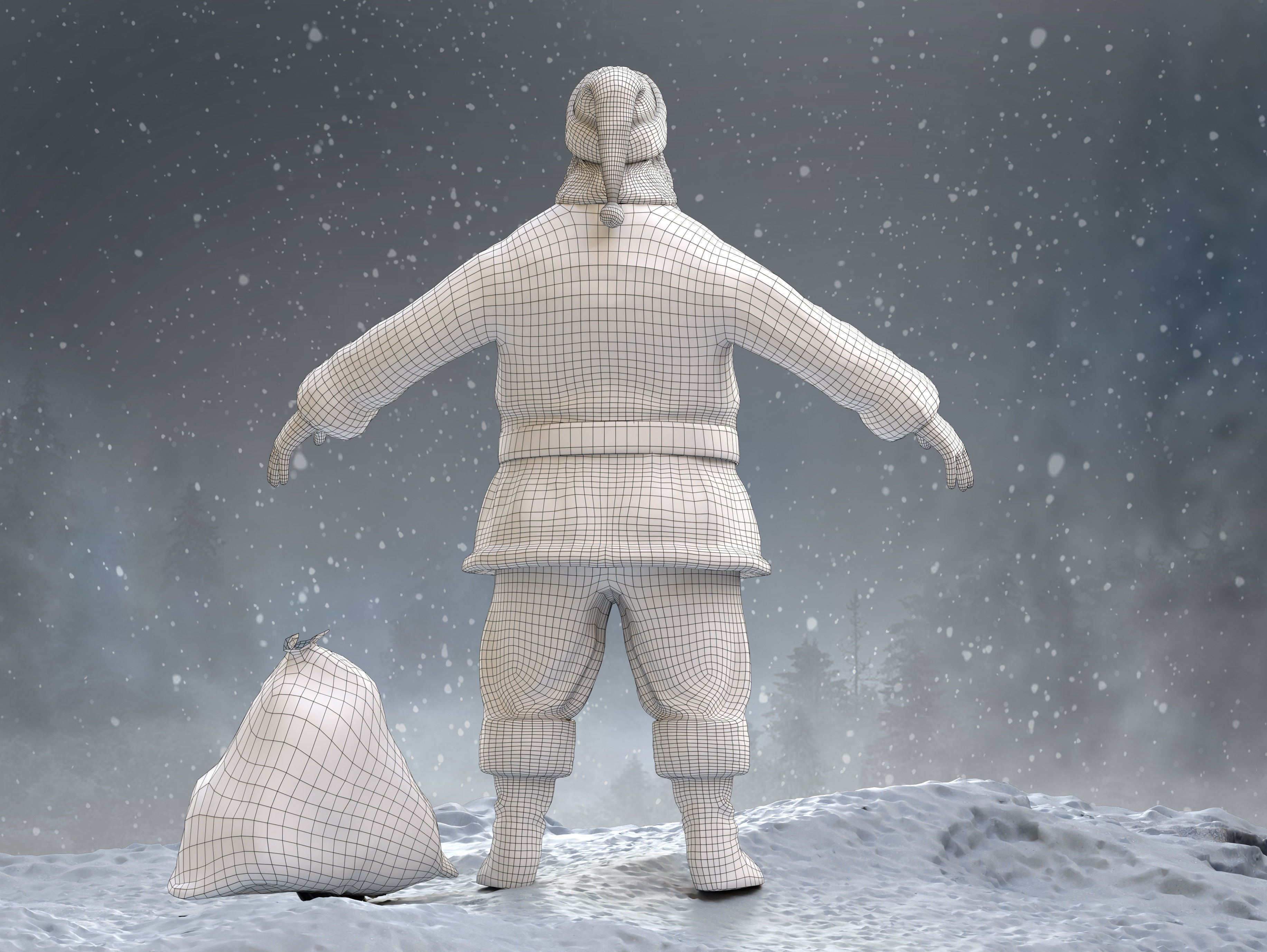 Santa Claus Low-poly 3D model_11