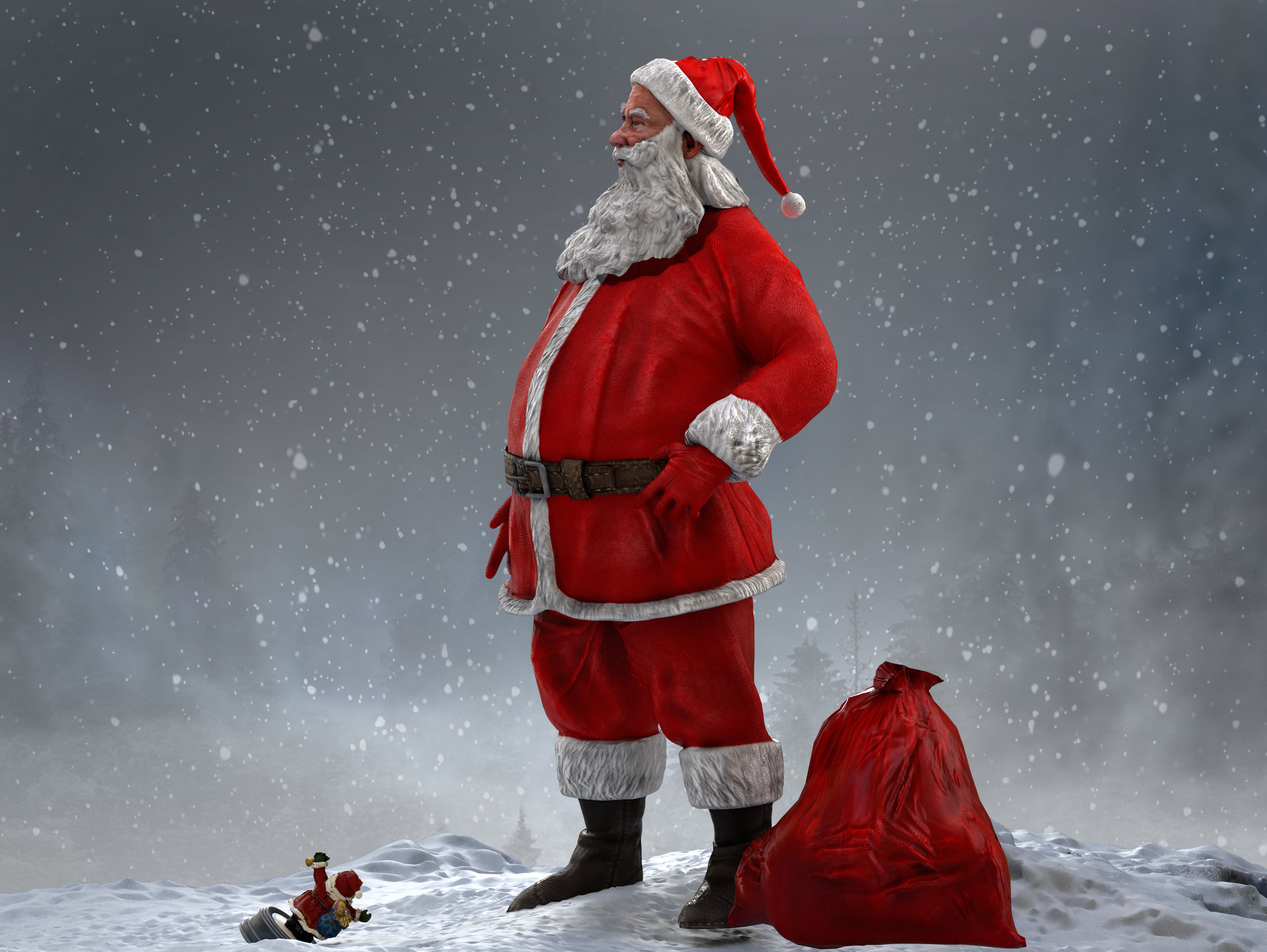 Santa Claus Low-poly 3D model_8
