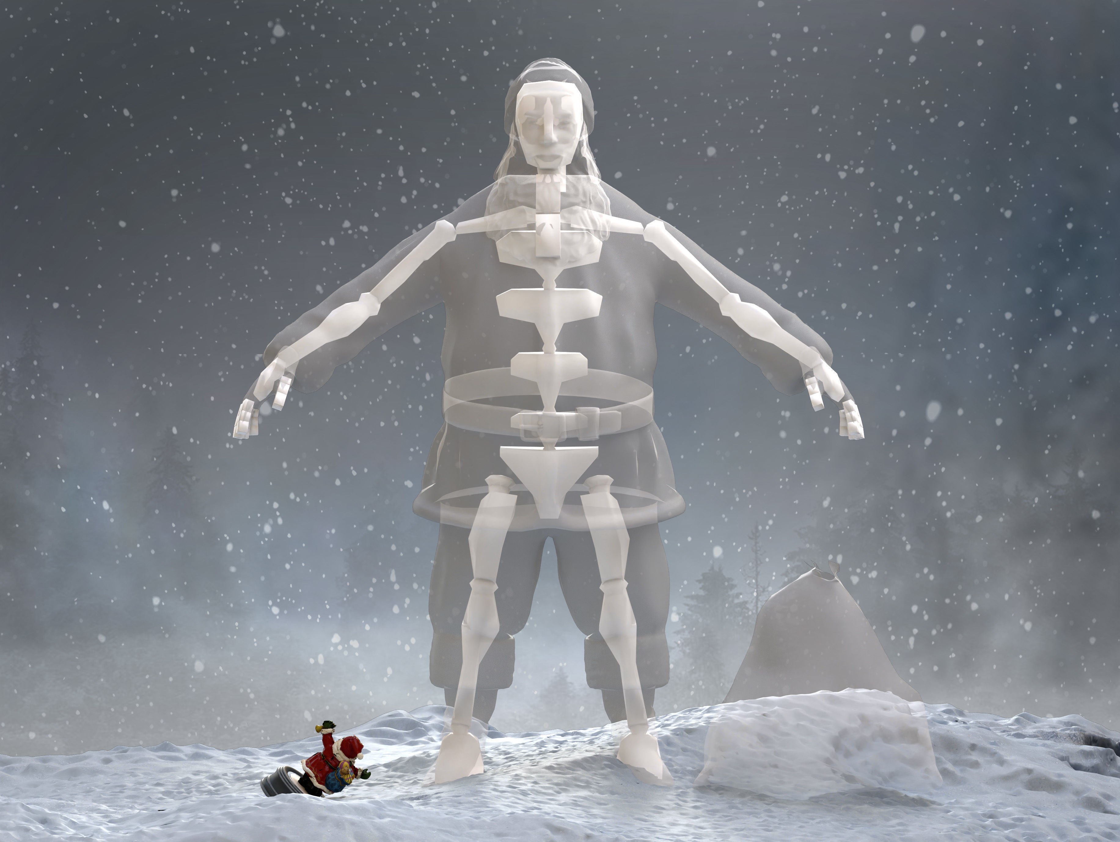 Santa Claus Low-poly 3D model_10