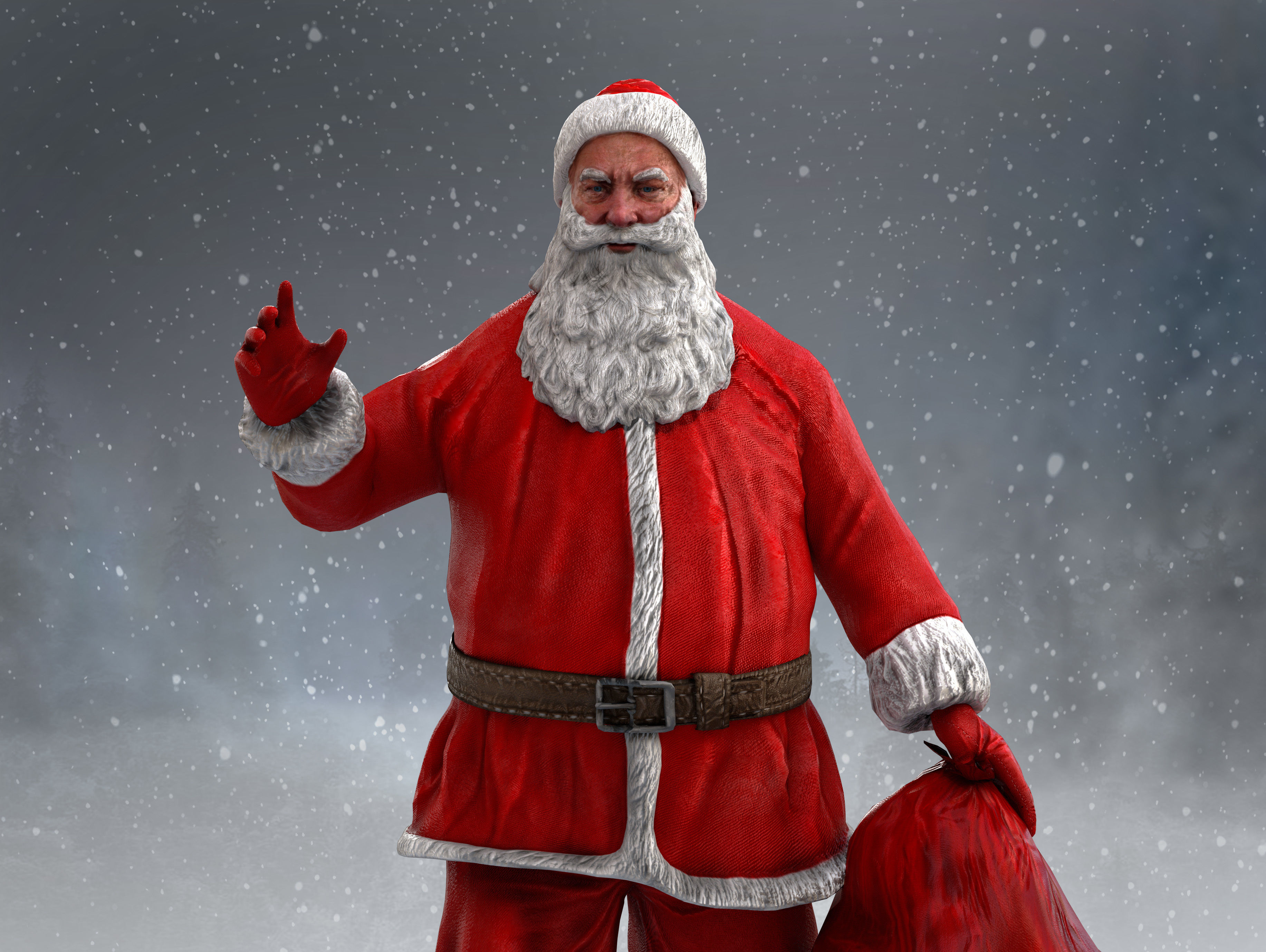 Santa Claus Low-poly 3D model_4