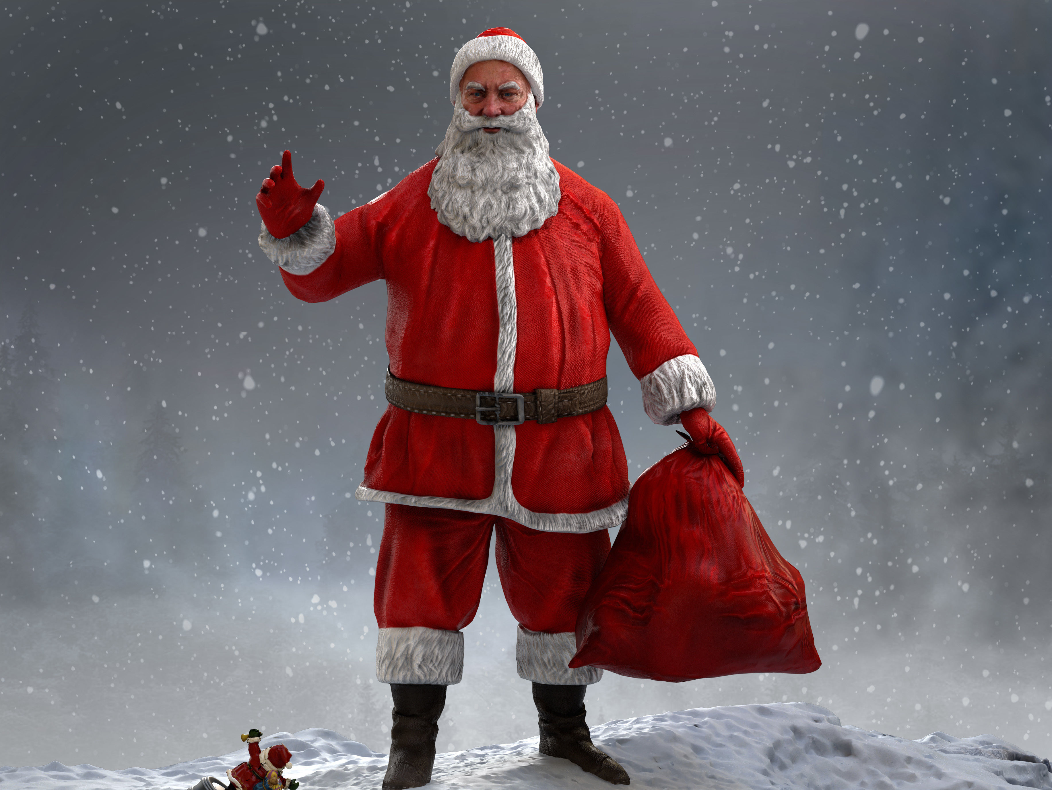 Santa Claus Low-poly 3D model_5