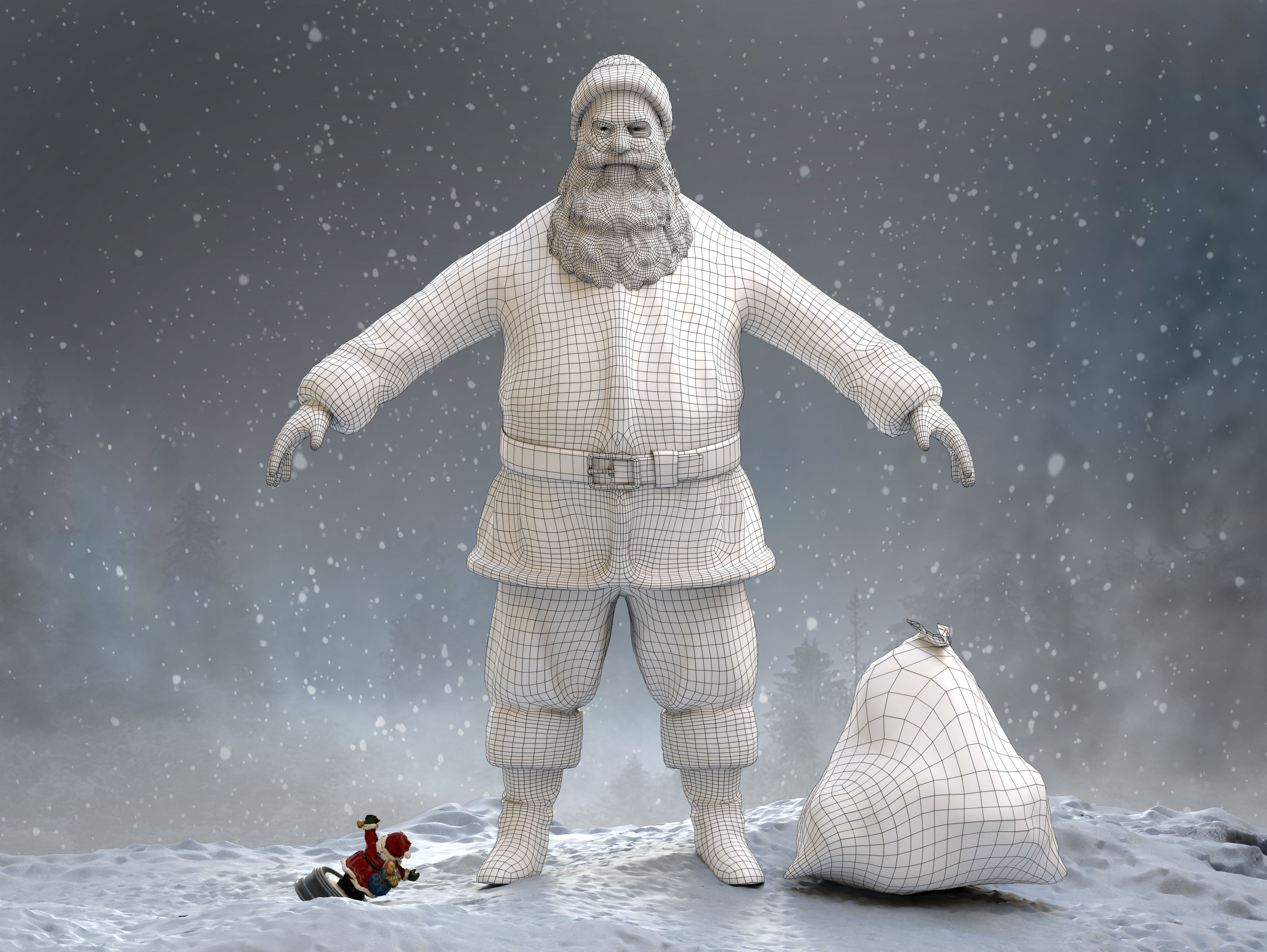 Santa Claus Low-poly 3D model_12
