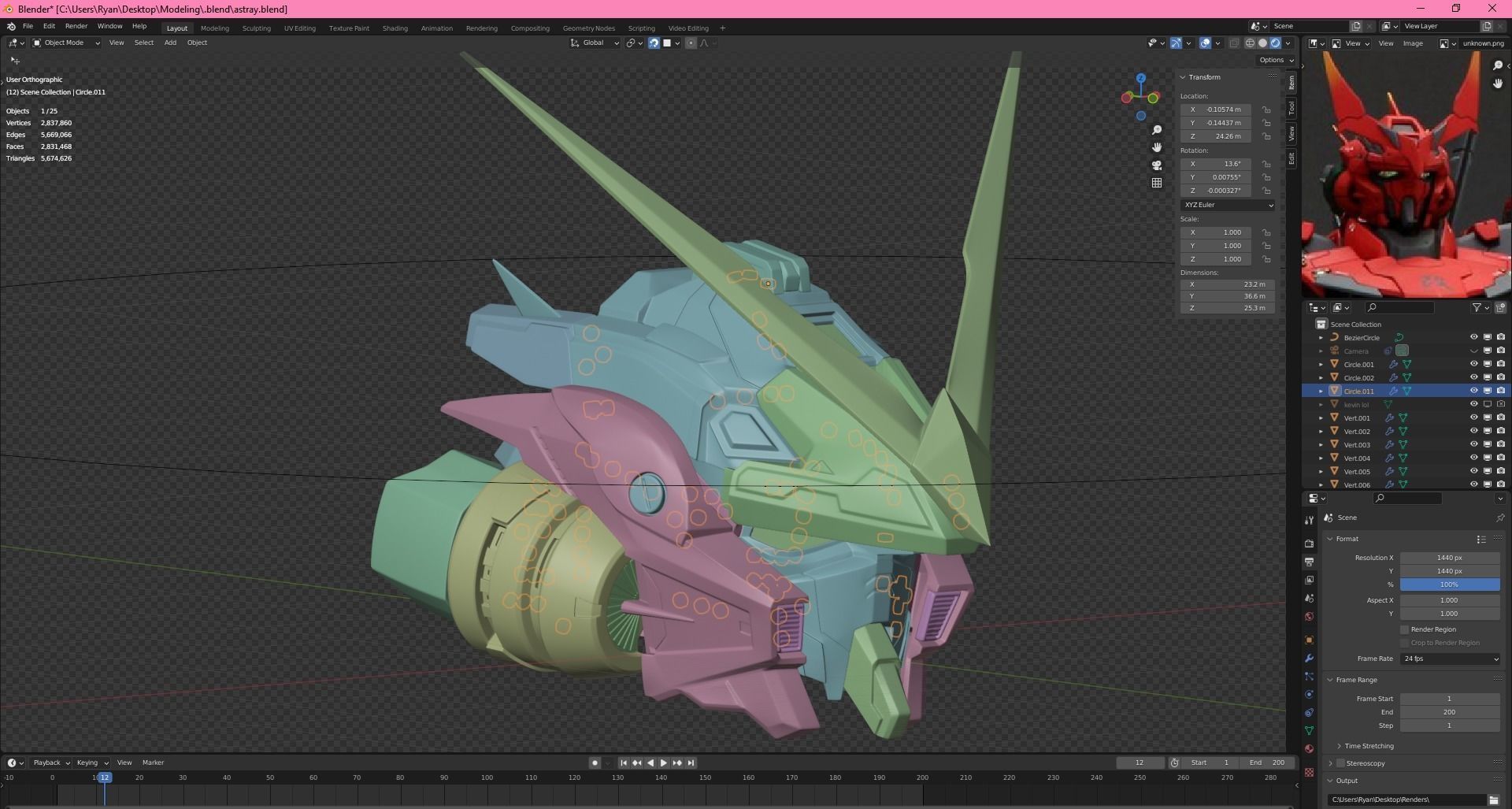 Gundam Astray Red Frame Helmet 3D Model 3D print model_8