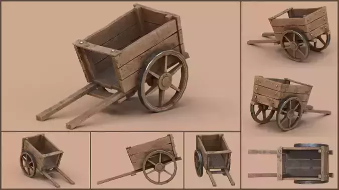 Low-Poly Stylized Cartoony Cart