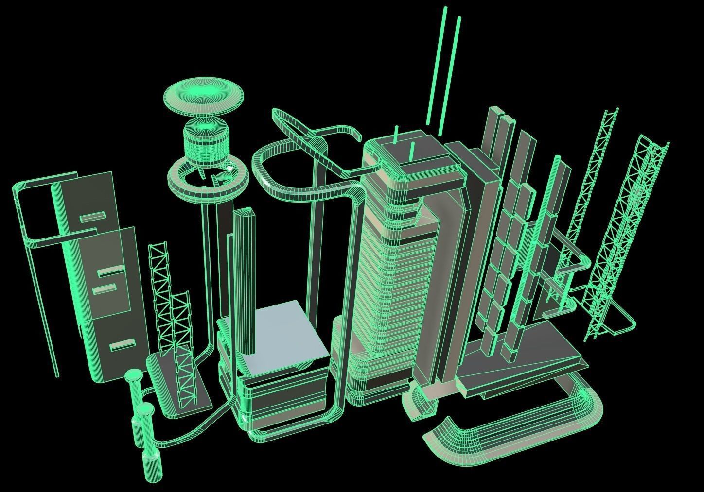 Sci fi apartment - VR Low-poly 3D model_27