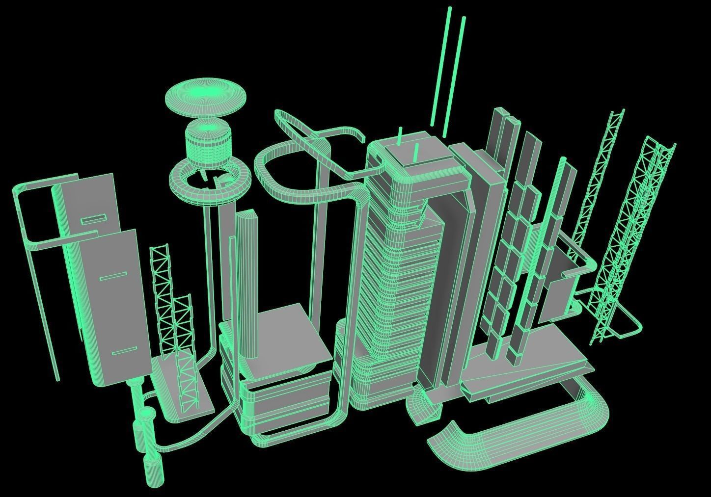 Sci fi apartment - VR Low-poly 3D model_1
