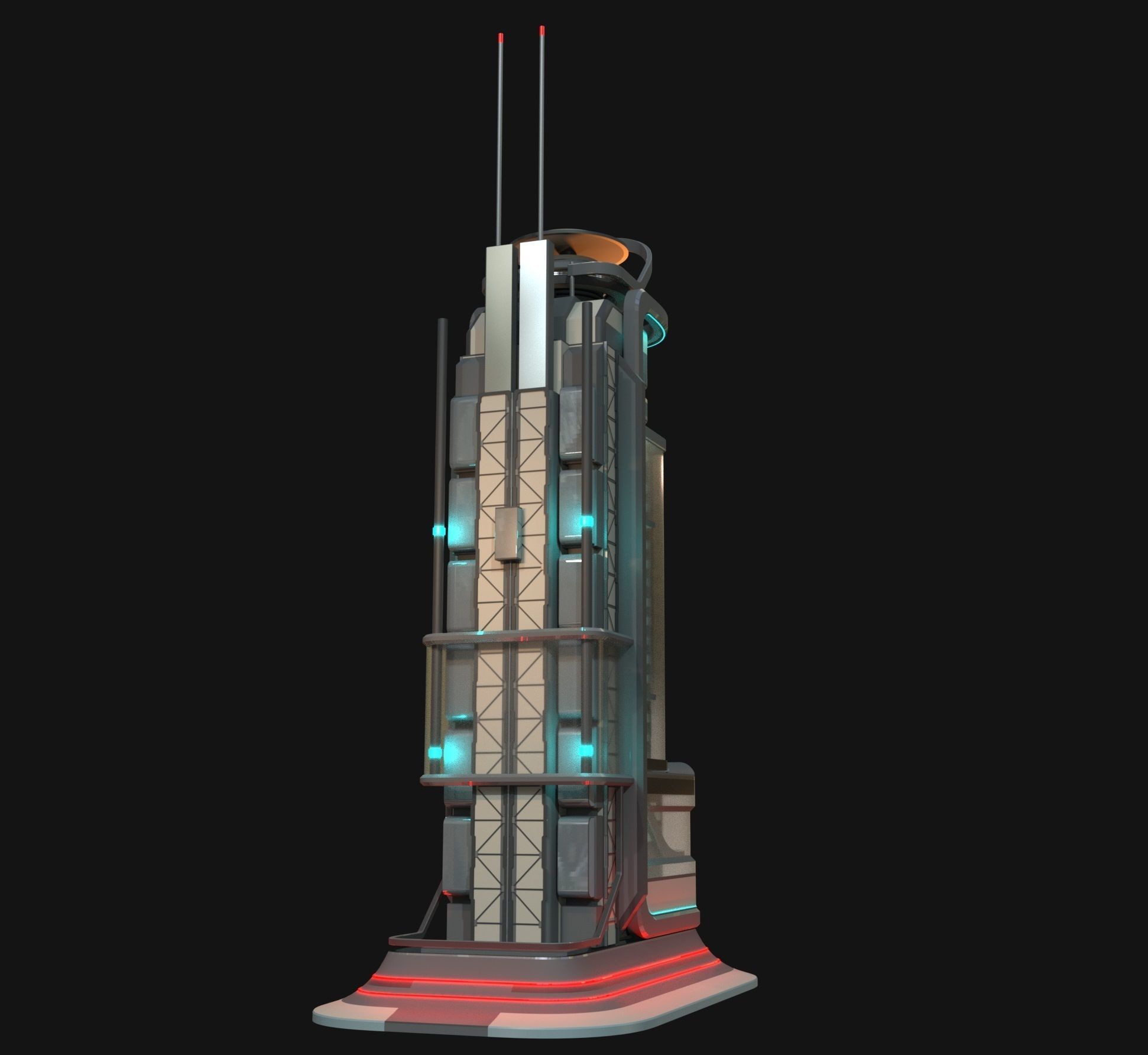 Sci fi apartment - VR Low-poly 3D model_7