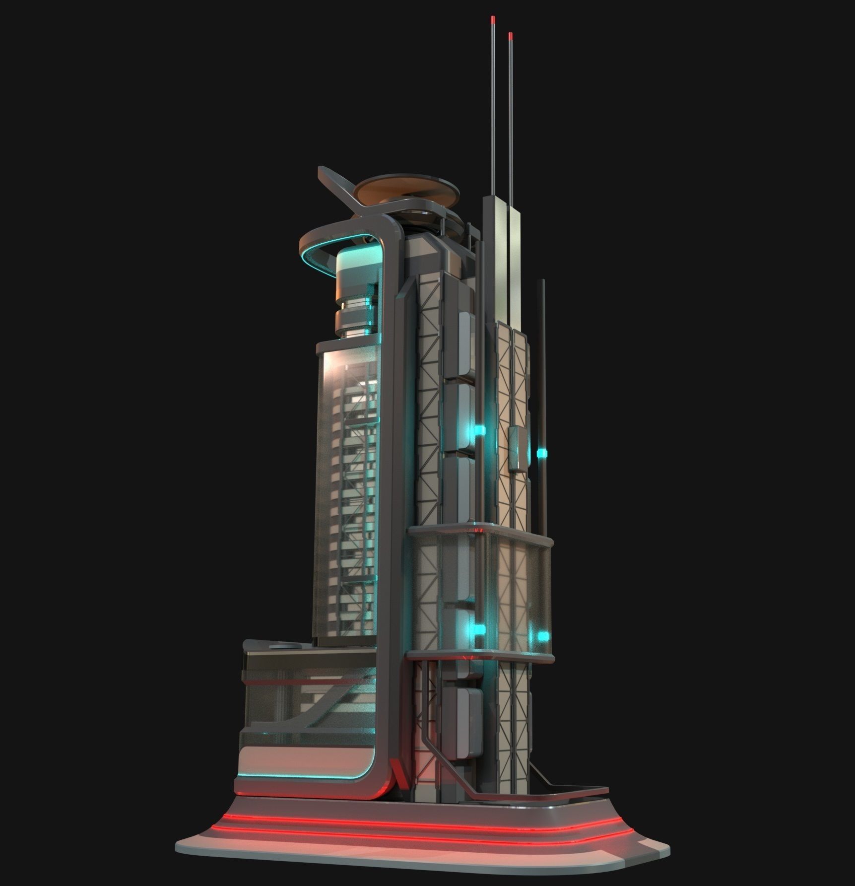 Sci fi apartment - VR Low-poly 3D model_12