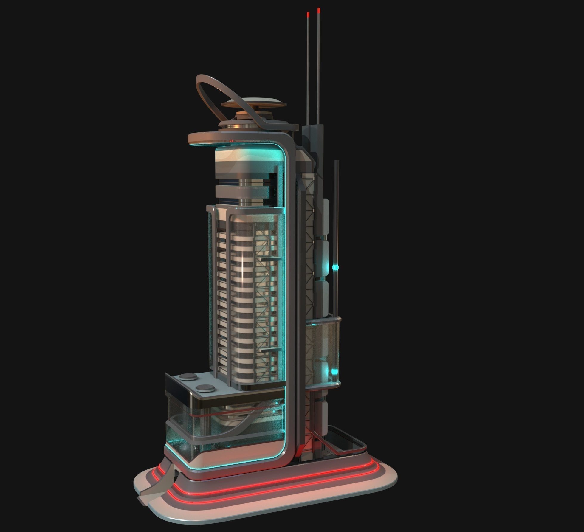 Sci fi apartment - VR Low-poly 3D model_13