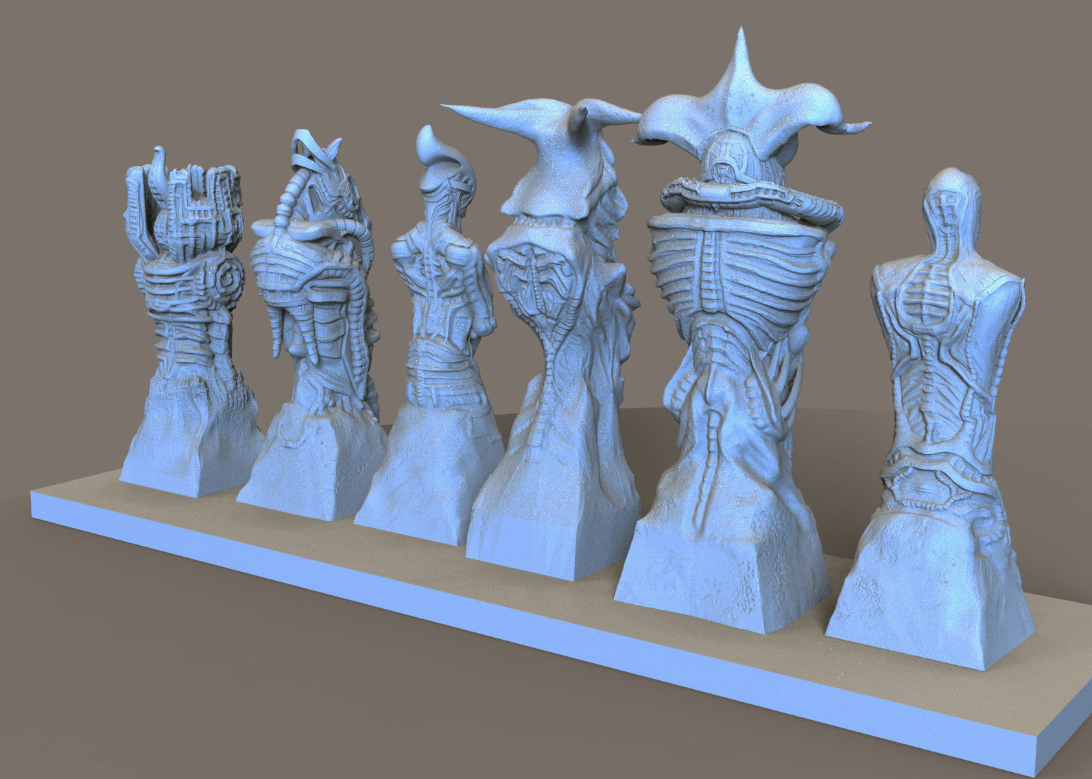 Biomechanic Chess set reloaded 3D print model_15