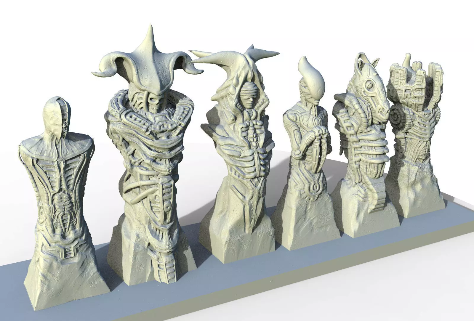 Biomechanic Chess set reloaded 3D print model_0