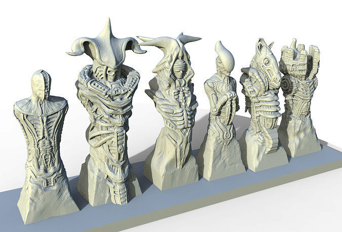 Biomechanic Chess set reloaded 3D print model