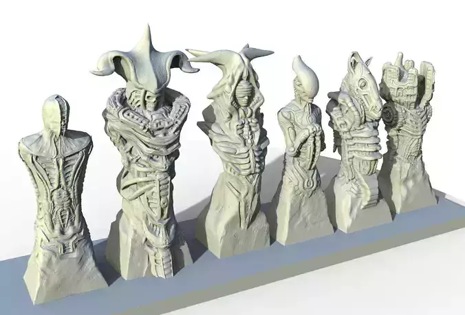 Biomechanic Chess set reloaded 3D print model