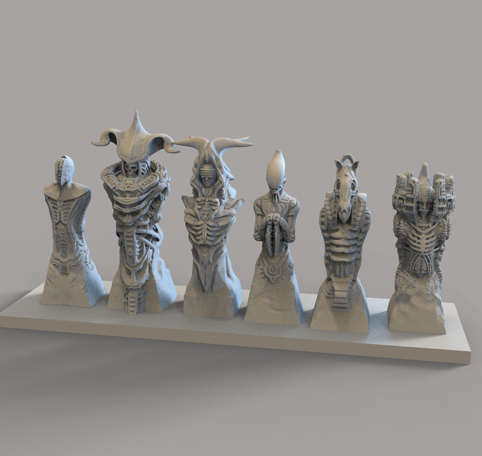 Biomechanic Chess set reloaded 3D print model_16