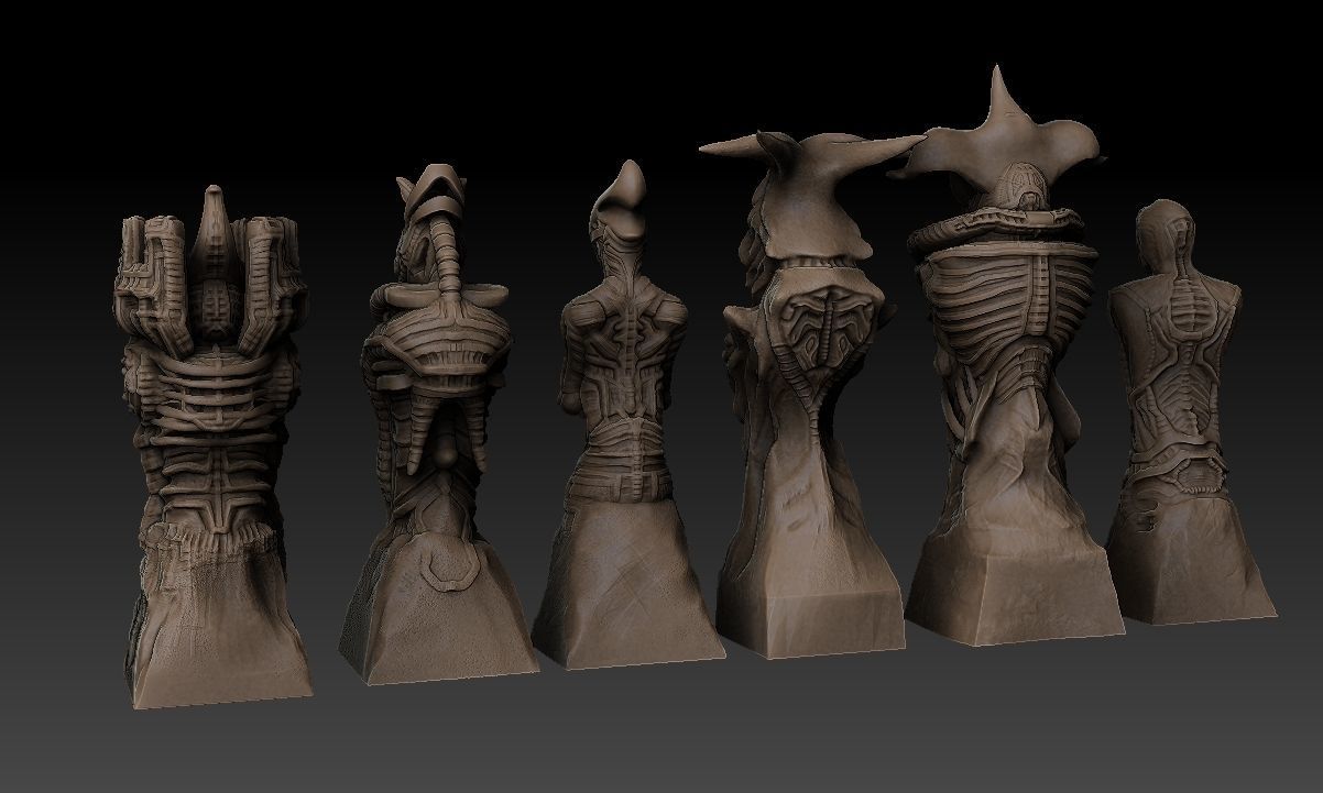 Biomechanic Chess set reloaded 3D print model_8