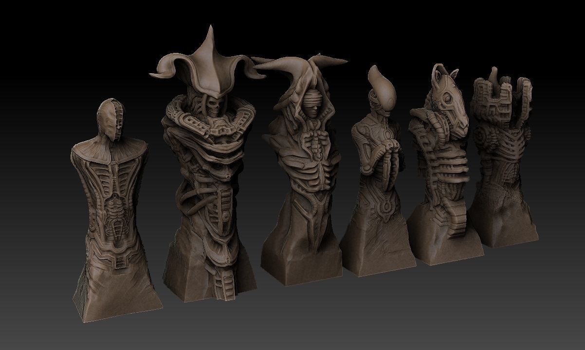 Biomechanic Chess set reloaded 3D print model_23