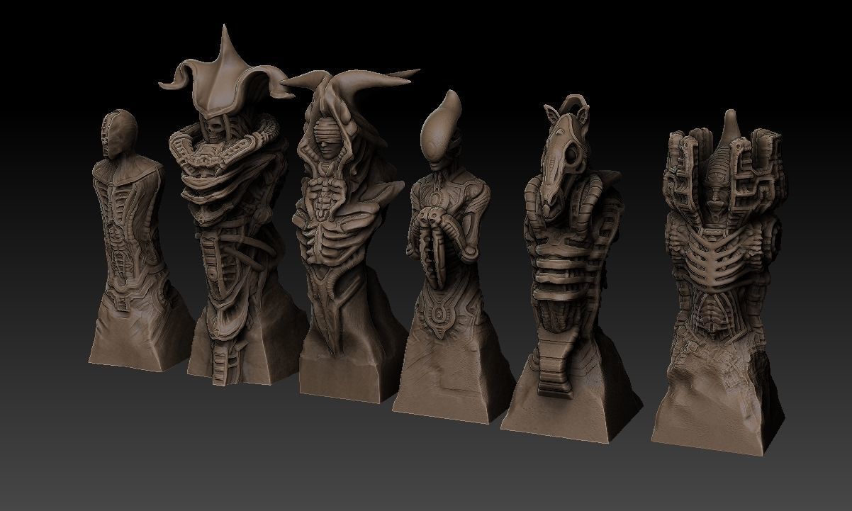 Biomechanic Chess set reloaded 3D print model_2