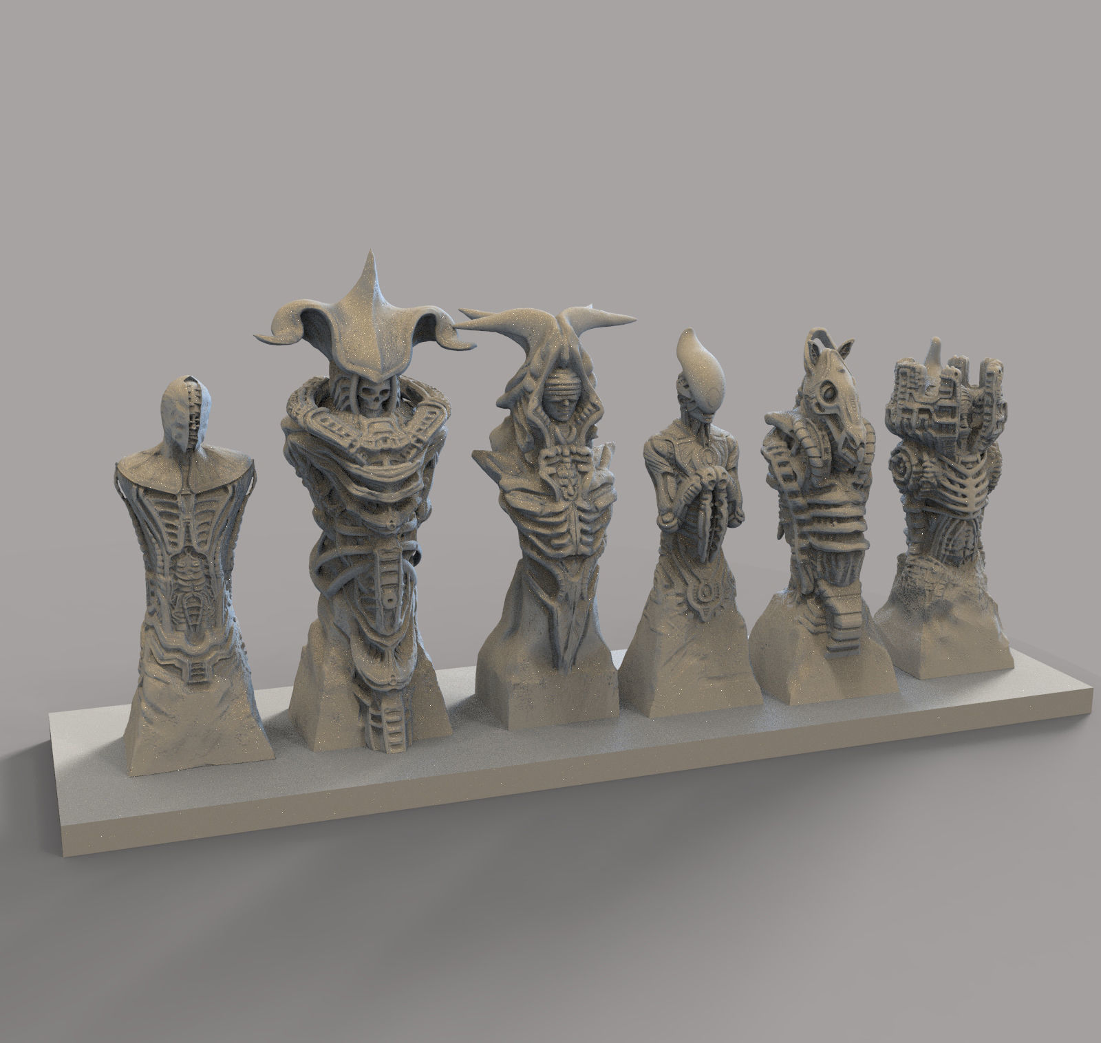 Biomechanic Chess set reloaded 3D print model_3