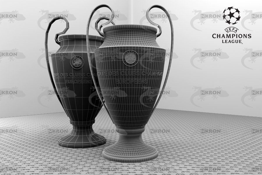 Champions League Cup - COUPE DES CLUBS CHAMPIONS EUROPEENS Low-poly 3D model_5