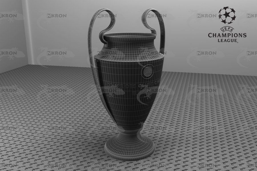 Champions League Cup - COUPE DES CLUBS CHAMPIONS EUROPEENS Low-poly 3D model_3
