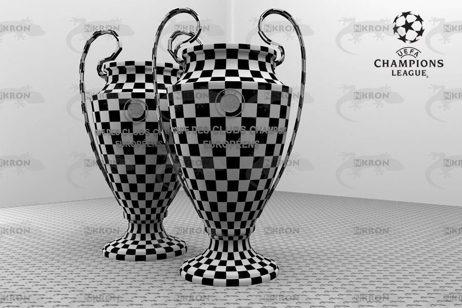 Champions League Cup - COUPE DES CLUBS CHAMPIONS EUROPEENS Low-poly 3D model_6