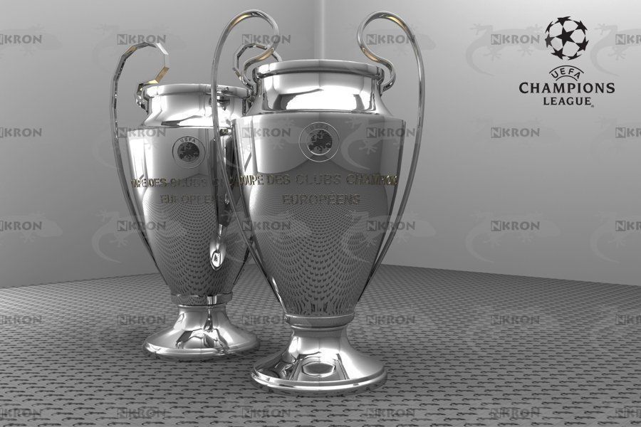 Champions League Cup - COUPE DES CLUBS CHAMPIONS EUROPEENS Low-poly 3D model_4