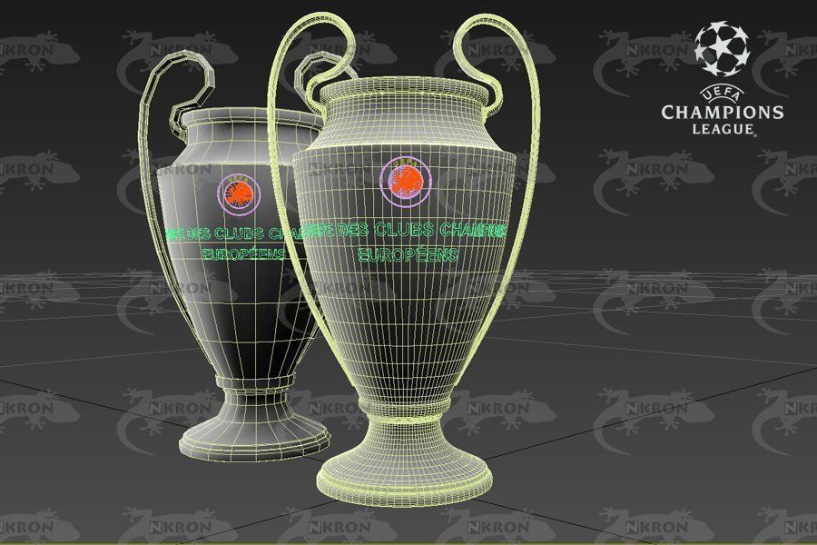 Champions League Cup - COUPE DES CLUBS CHAMPIONS EUROPEENS Low-poly 3D model_7