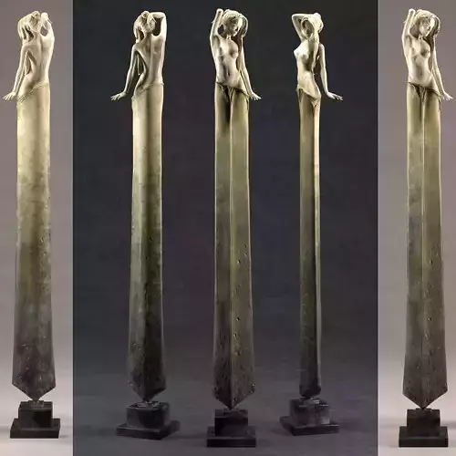 Briseis four bronze sculptures of woman on pole