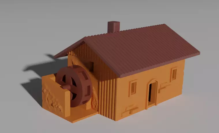 Water Mill - Old water mill house - 3D Printable 3D print model_0