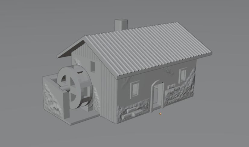 Water Mill - Old water mill house - 3D Printable 3D print model_1