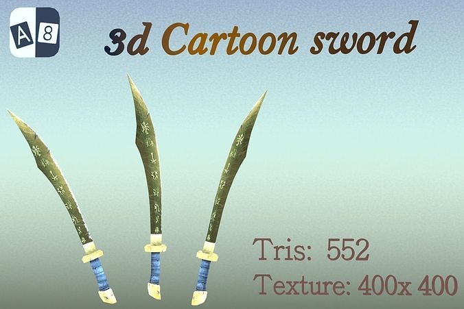3d cartoon sword Low-poly 3D model