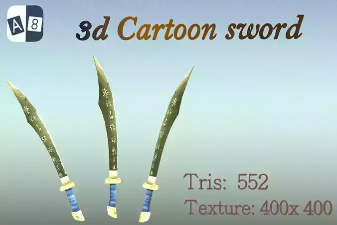 3d cartoon sword Low-poly 3D model