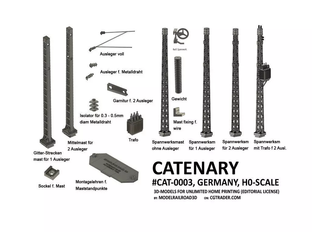 CAT-0003 Catenary Germany H0-scale 3D print model_0