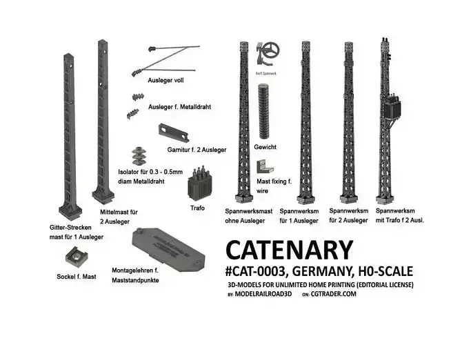 CAT-0003 Catenary Germany H0-scale 3D print model