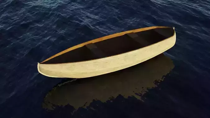 Boat 3D model wooden Low-poly 3D model