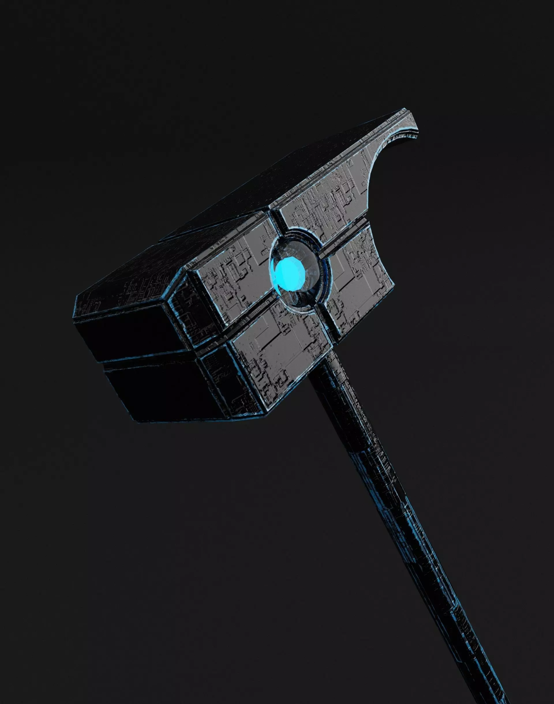 sci-fi hammer Low-poly 3D model
