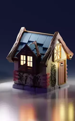 Stylized Low-Poly House 