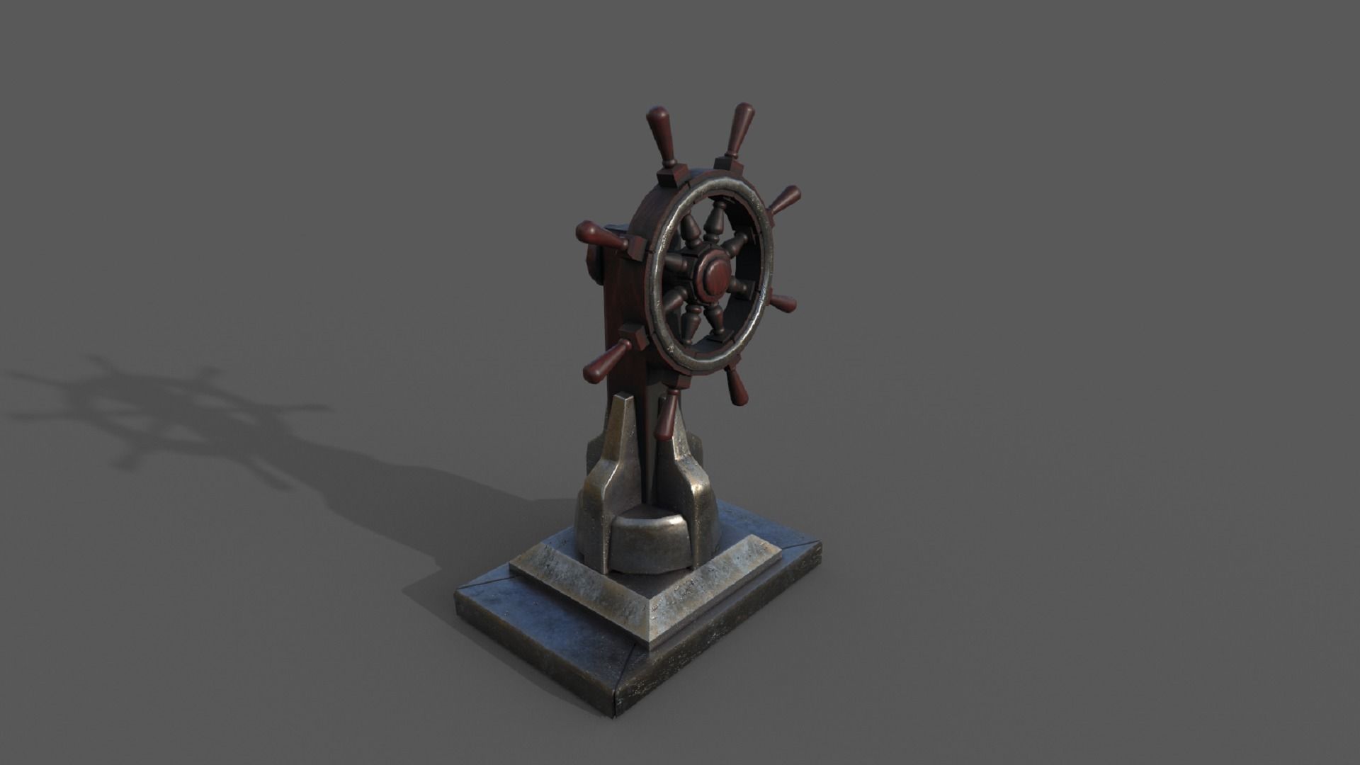 Steering wheel for a sea ship and a bell Wheel 3D model Low-poly 3D model_5